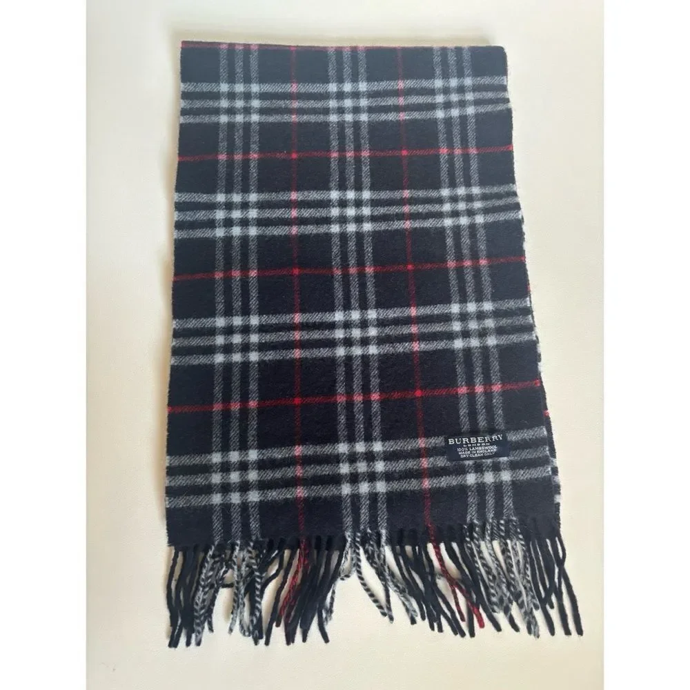 Vintage Authentic Burberry Lambswool Classic Unisex Scarf 72”L ~ Excellent